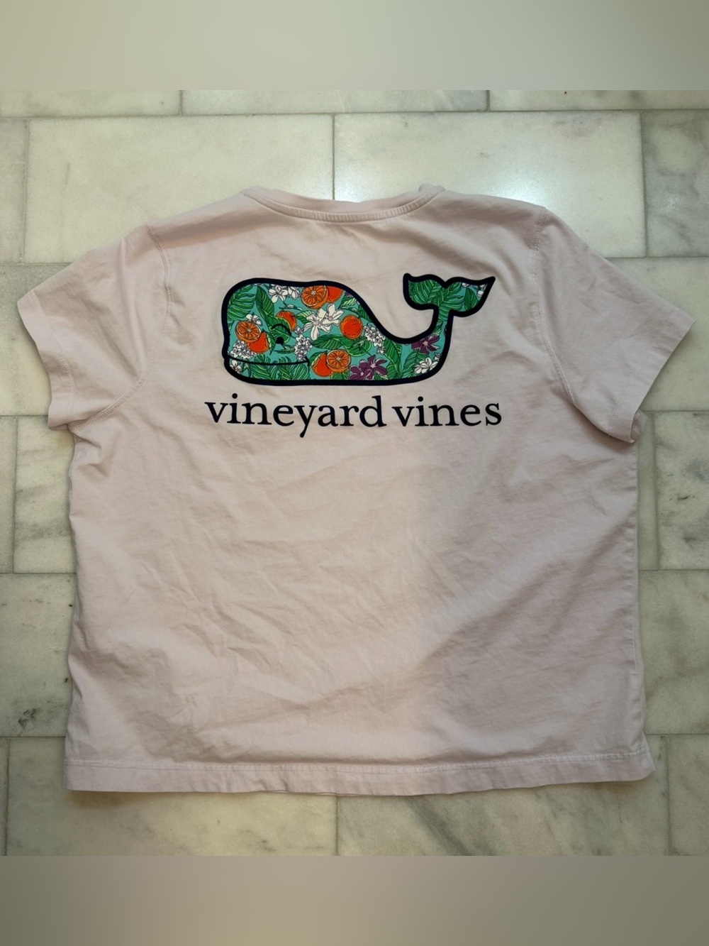 Vineyard Vines Lilac Tee with Floral Whale Graphic
